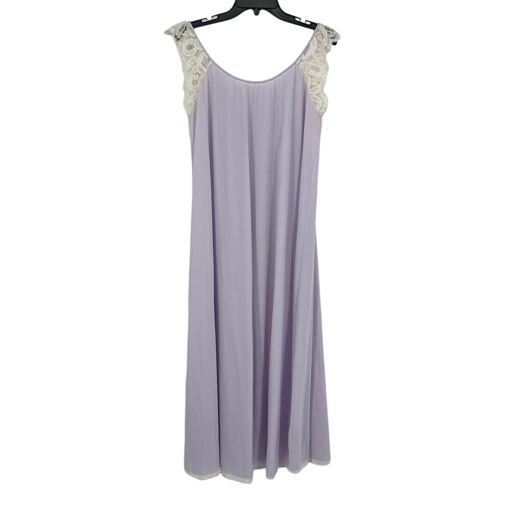 VTG Claire Sandra Lucie Ann Lilac Purple Long Maxi Nightgown Lace Floral Small